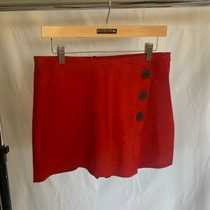 NWT Zara Size L Red Velvet Felt Skort